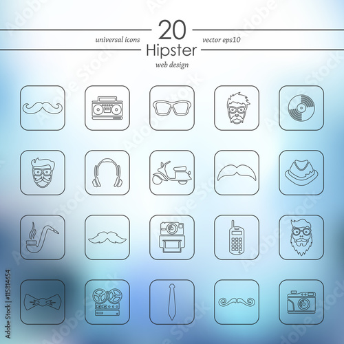 Set of hipster icons