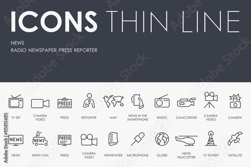 News Thin Line Icons