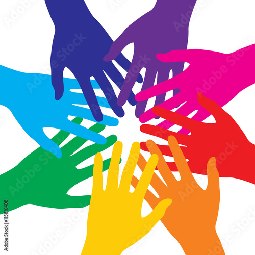 Zusammenhalt Handkreis bunt 