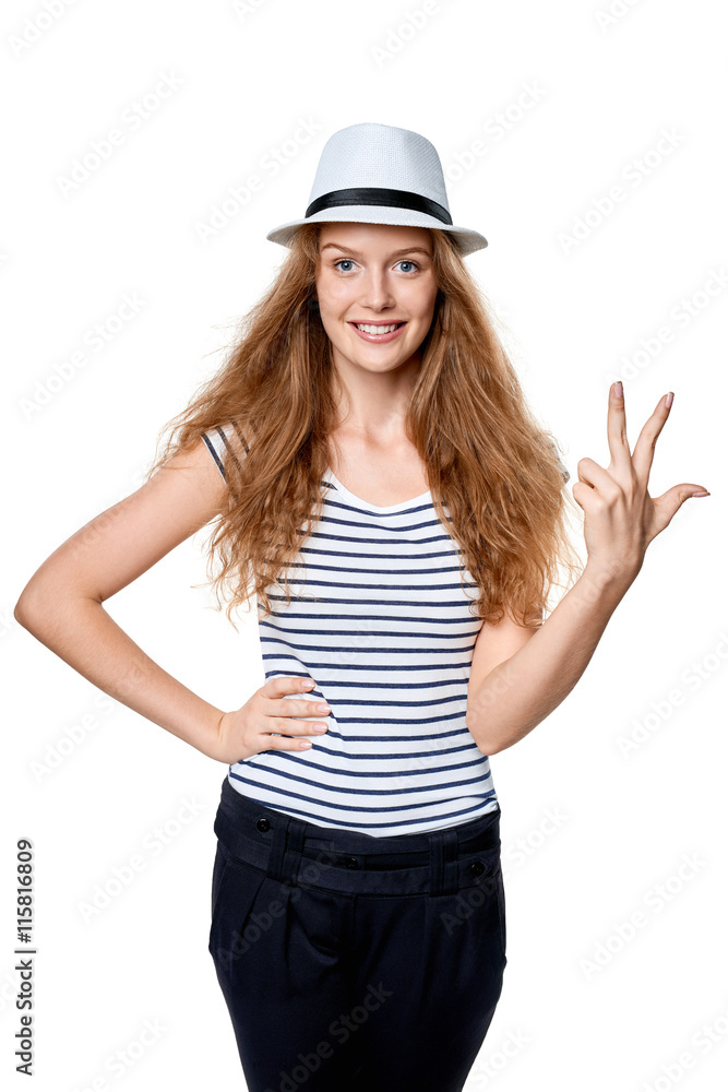 Fototapeta premium Hand counting - three fingers