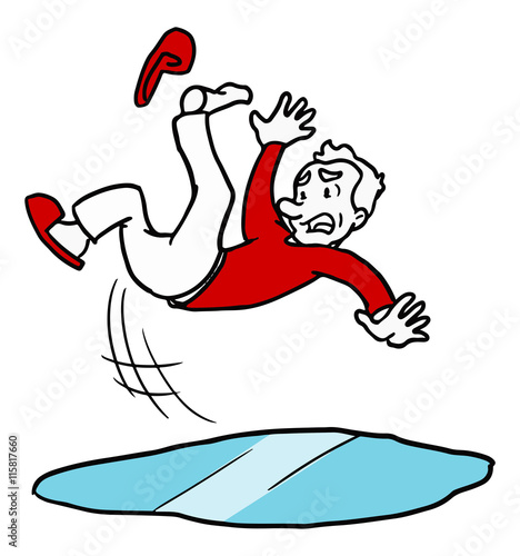 Cartoon man slipping and falling