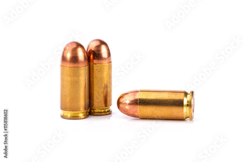 9mm bullet for a gun isolated on white background
