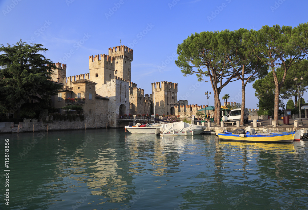 Scaliger Castle reflected in Lake Garda, Sirmione