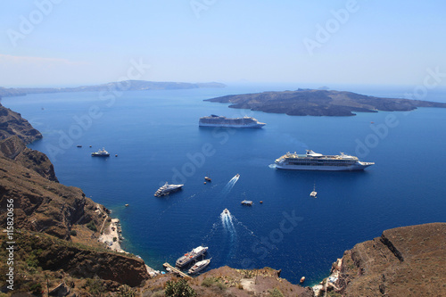 Cruise ships in Thira  Santorini island  Greece