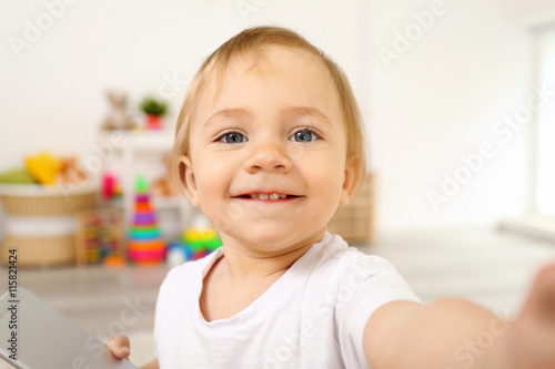 Cute baby girl having fun
