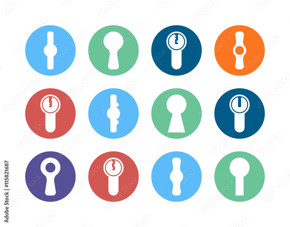 Set of vector keyholes in flat style Set of vector keyholes in flat style