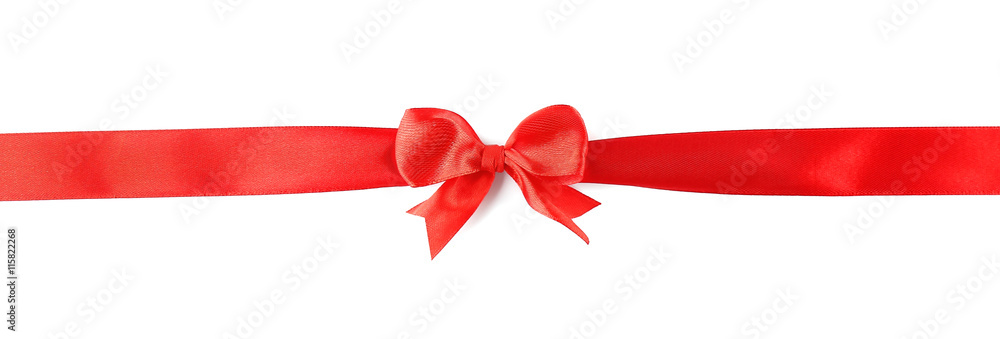 Red ribbon with bow-knot on white background Red ribbon with bow-knot on white background