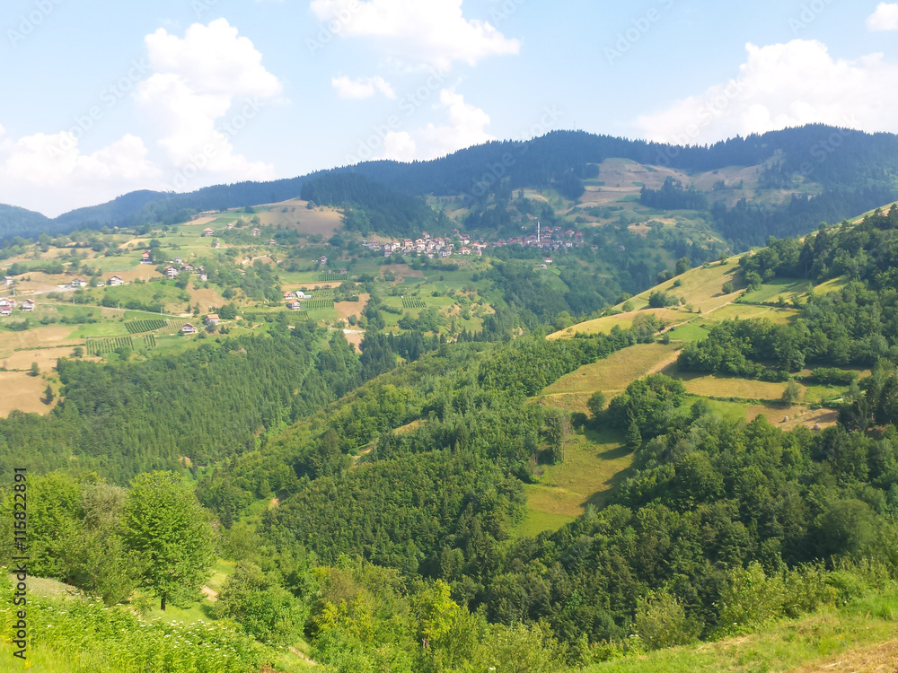 Fototapeta premium Countryside in hills-landscape