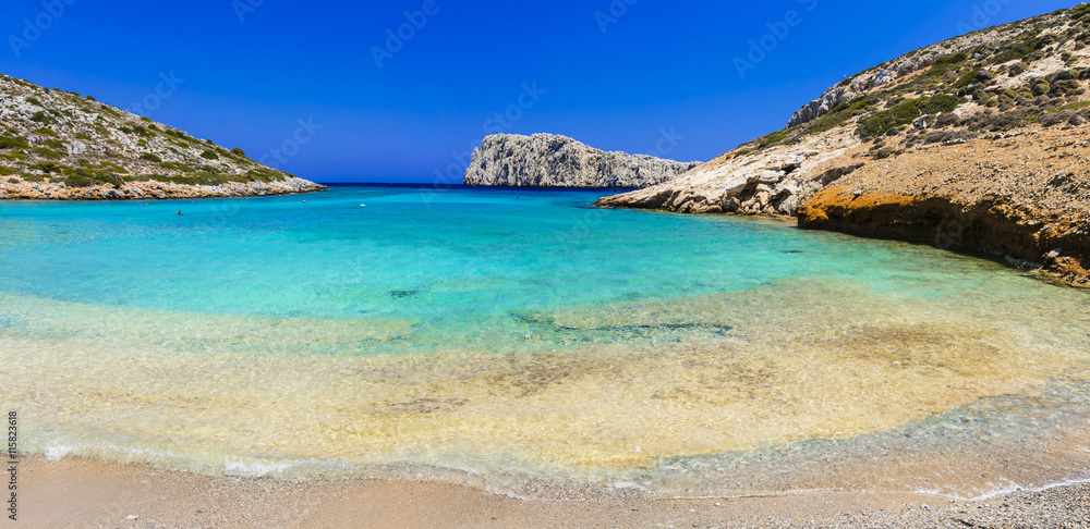 beautiful beaches of Greece. Amorgos island, Cyclades - obrazy, fototapety, plakaty 