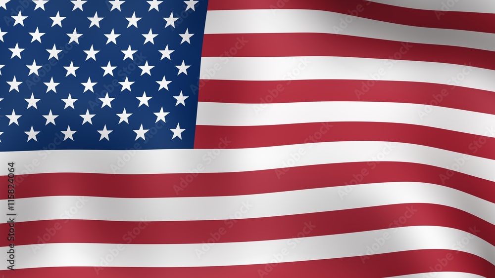 Naklejka premium Flag of United States of America, fluttering in the wind. 3D rendering.