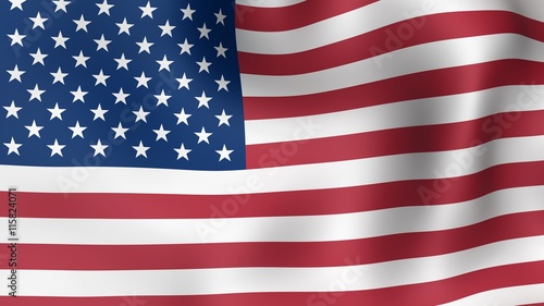 Flag of USA, fluttering in the wind. 3D rendering.