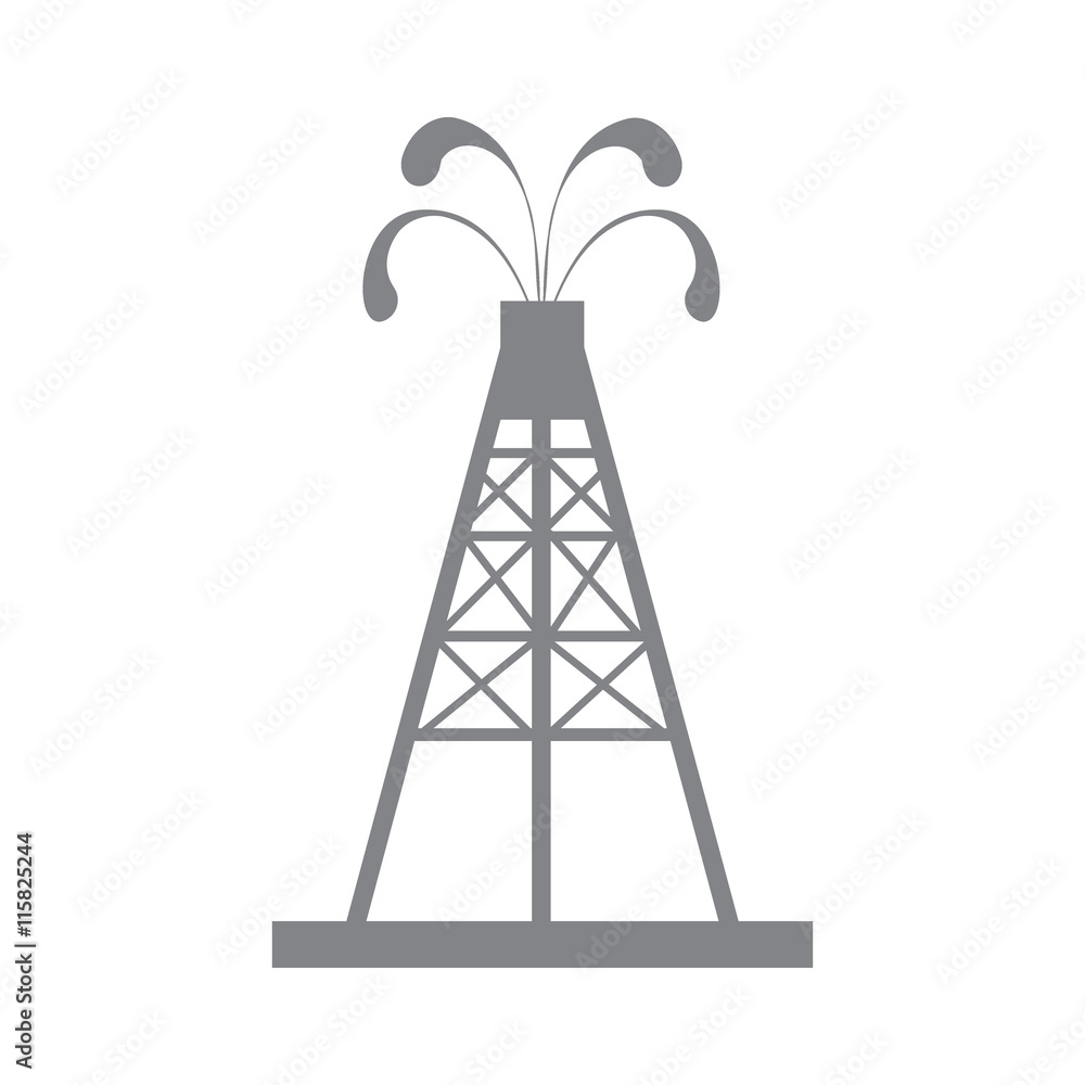 Stylized icon of the oil rig with fountains spurting up oil with Stylized icon of the oil rig with fountains spurting up oil with