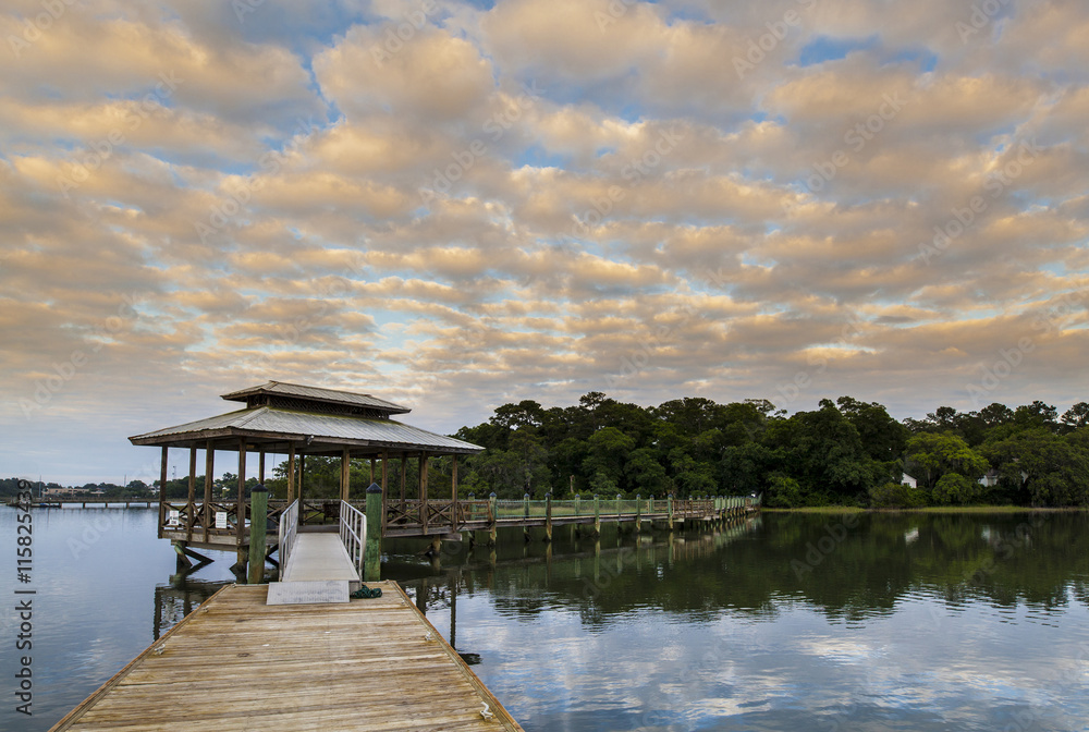 Dock and sunset in South Carolina Dock and sunset in South Carolina