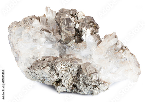 Zinc ore with crystals isolated on white with clipping path photo