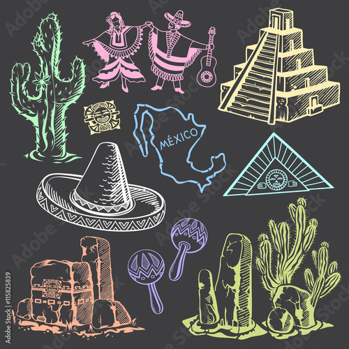 Chalk-drawn Mexican Culture Attributes