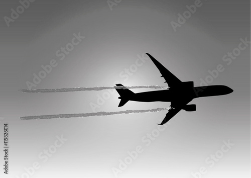Airplane black flight sky