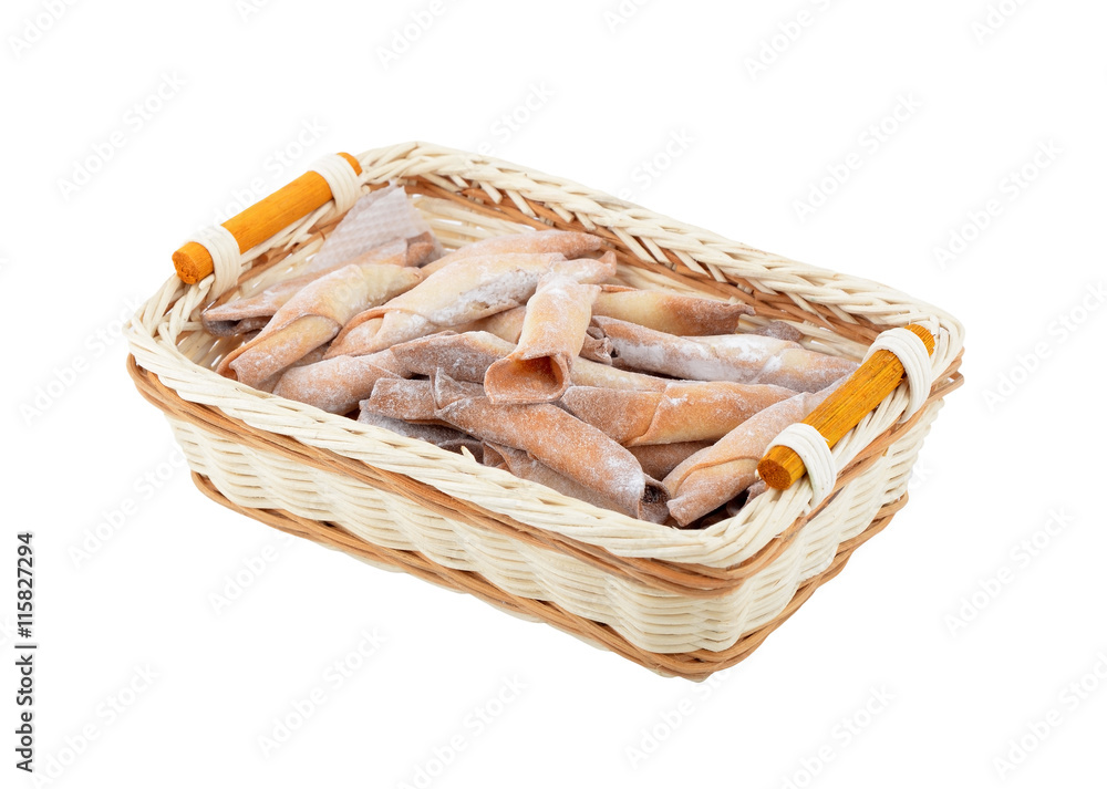Obraz premium Homemade cookie roll in a wattled basket