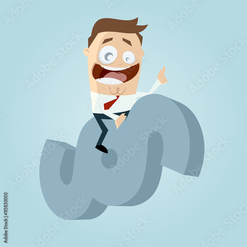 funny comic lawyer riding a paragraph sign