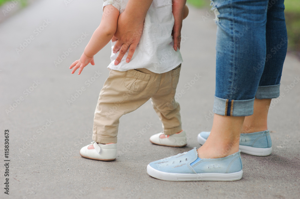 First steps with mother's help First steps with mother's help
