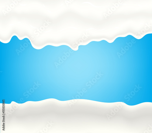 Milk, yogurt, cream or juice splashing. White smudges splashes drops on blue background. Vector illustration