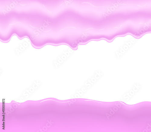 Milk, yogurt, cream or juice splashing. Pink smudges splashes drops on blue background. Vector illustration