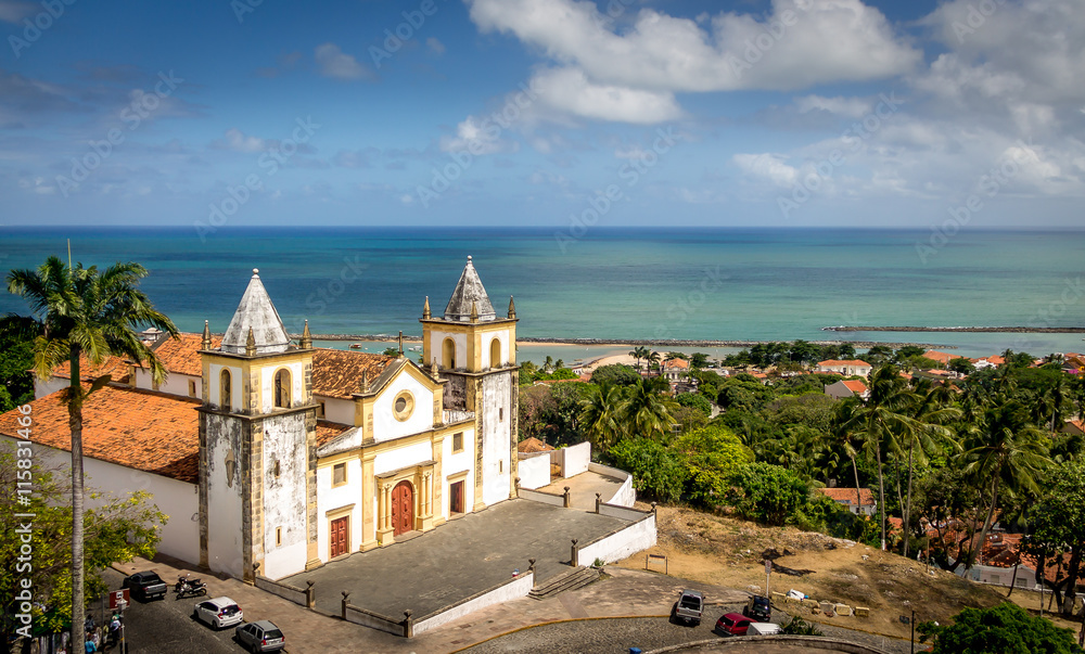High view of Olinda and Se Cathedral - Pernambuco, Brazil