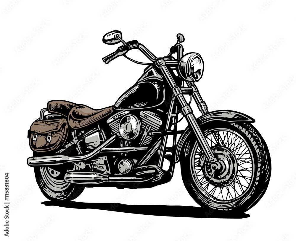 Fototapeta premium Motocykl. Grawerowane ilustracji wektorowych