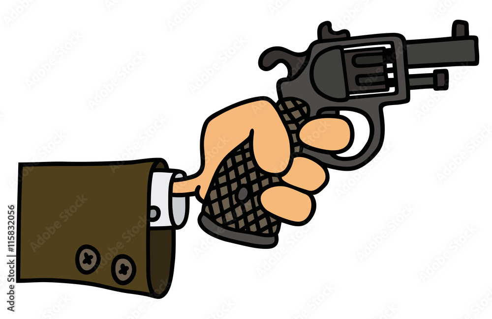 Funny gun in a hand / Hand drawing, vector illustration Stock Vector |  Adobe Stock
