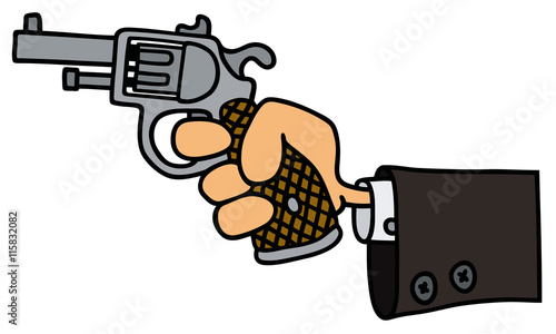 Funny gun in a hand / Hand drawing, vector illustration