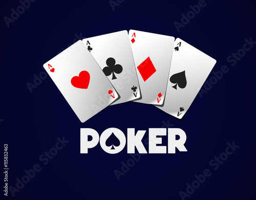 Poker cards, Poker aces isolated. Playing cards.