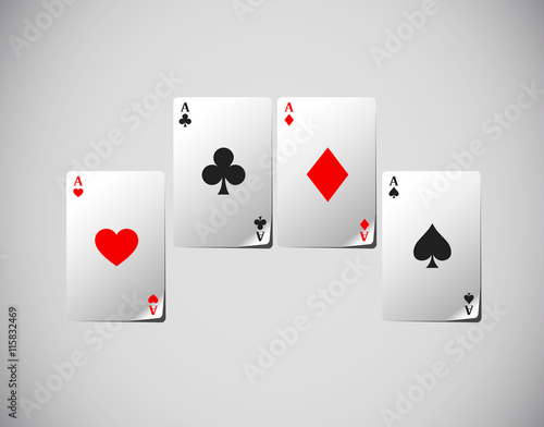 Poker cards, Poker aces isolated. Playing cards.