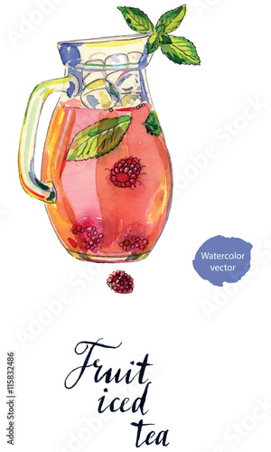 Fruit iced tea in pitcher