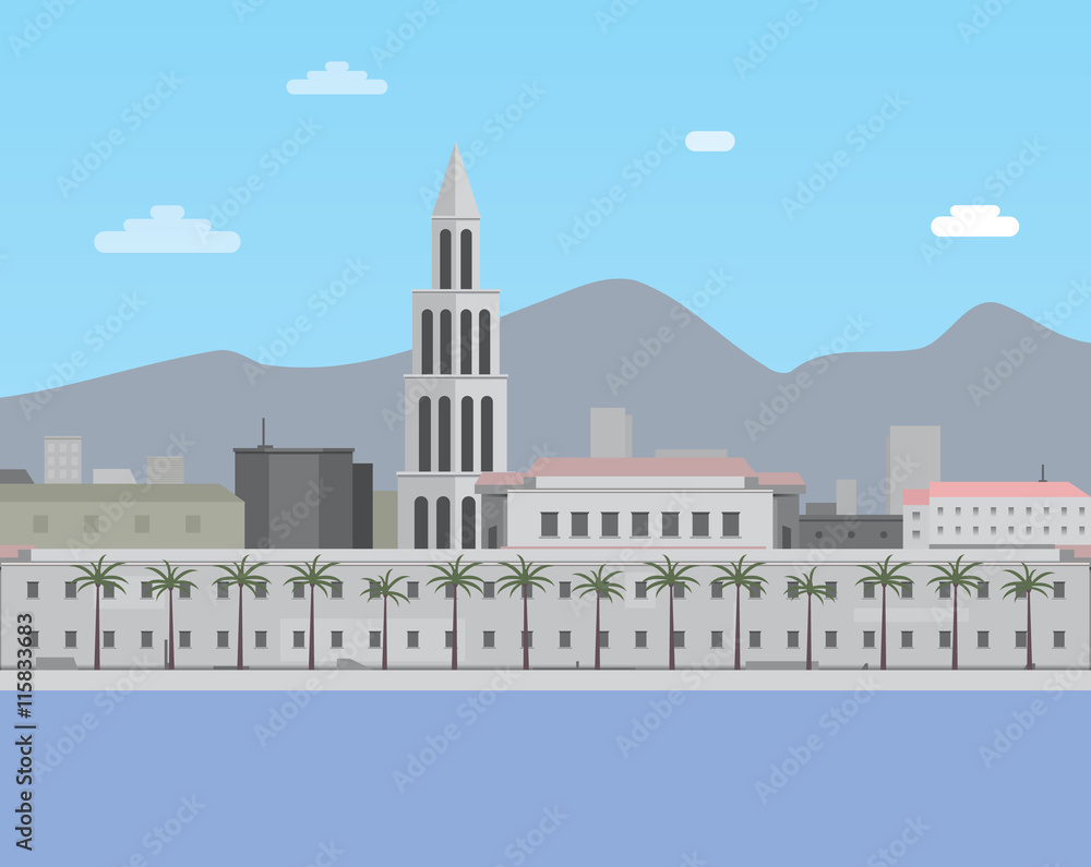 City of Split, flat style illustration.