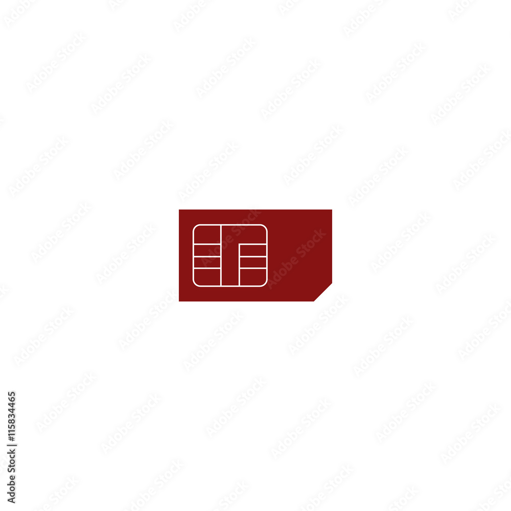 Flat paper cut style icon of a sim card Flat paper cut style icon of a sim card