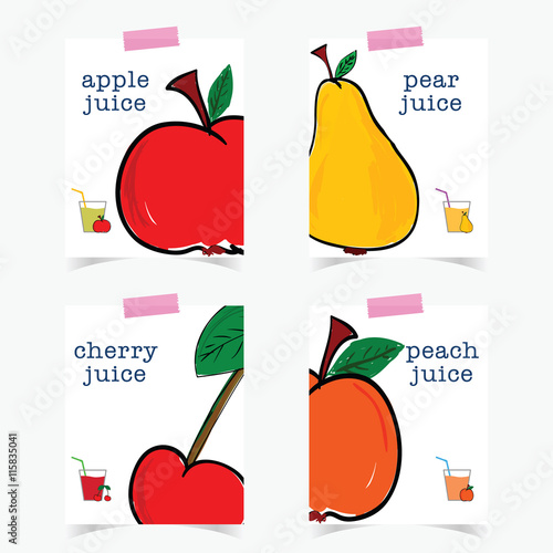 poster of fruit set in colorful illustration