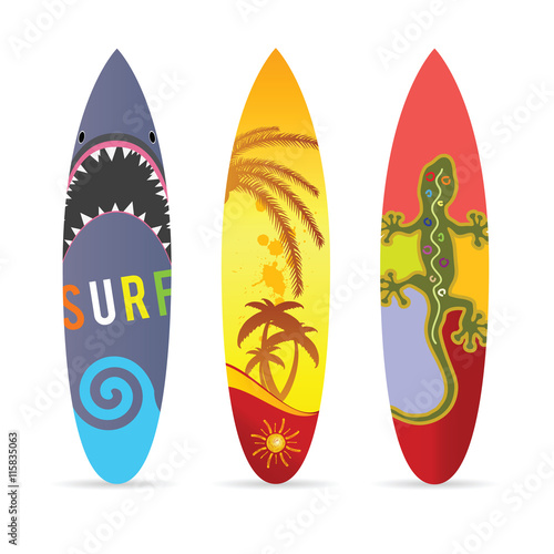 surf board set in various color illustration