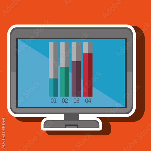 laptop and statistics isolated icon design, vector illustration graphic 