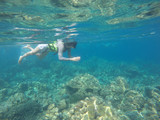 girl is snorkeling in Surin Island, Phang-nga