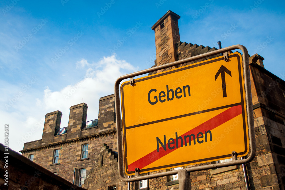 Obraz premium Schild 114 - Geben