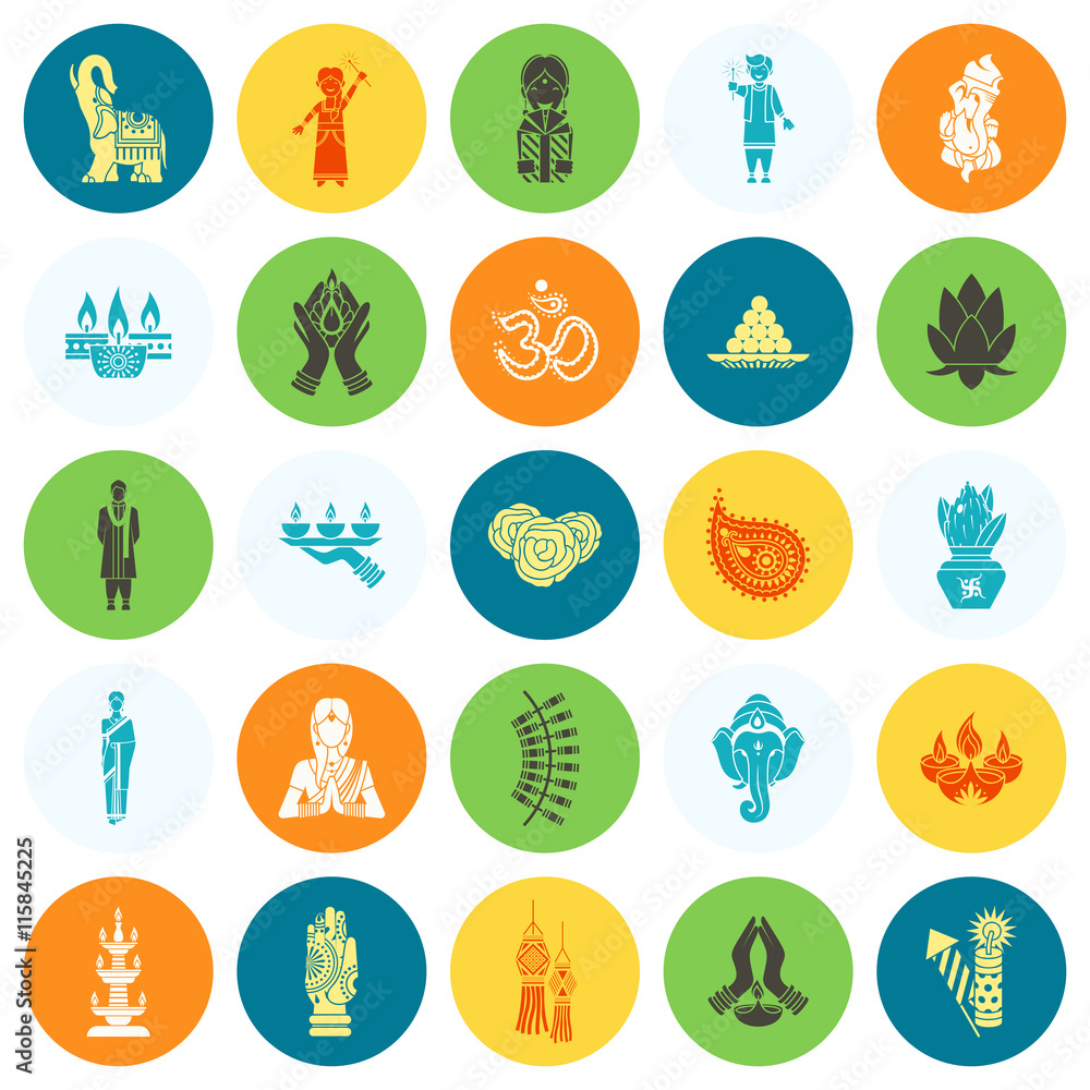 Diwali. Indian Festival Icons Diwali. Indian Festival Icons