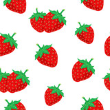 Cute strawberries seamless pattern.Vector illustration isolated on white background.