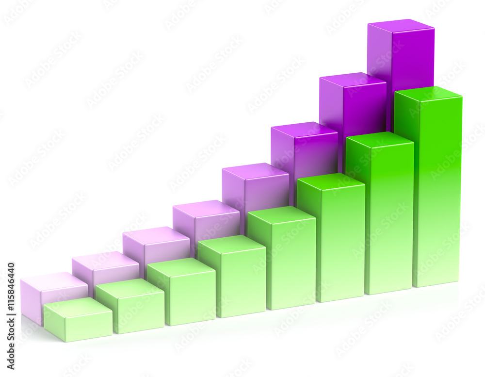 Colorful growing bar chart in two rows business success concept Colorful growing bar chart in two rows business success concept
