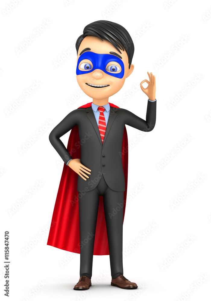 3d super businessman on a white background