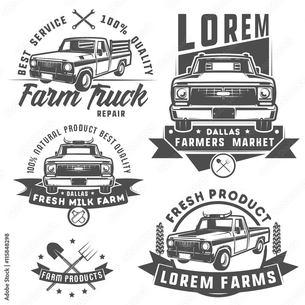 Set of farm truck for logo,emblems and design.
Set of farm truck for logo,emblems and design.