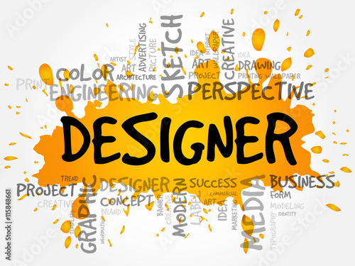 DESIGNER word cloud  creative business concept background