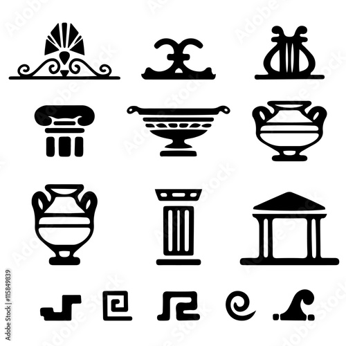 Tribal art Greece ethnic icons 
