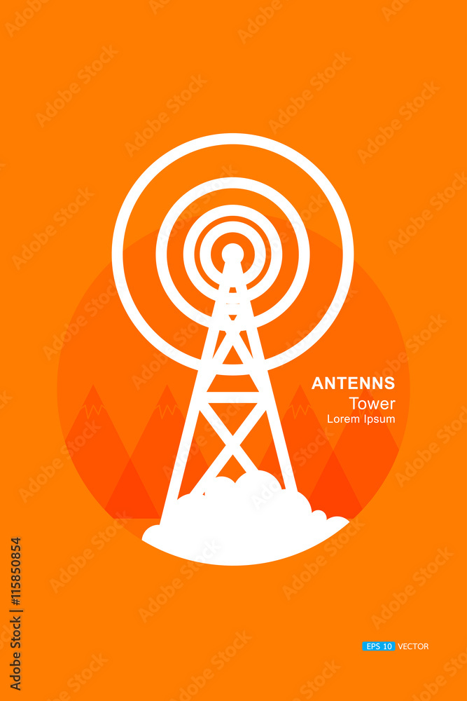 antenna tower, global communication concept, Agent, meaning, symbols