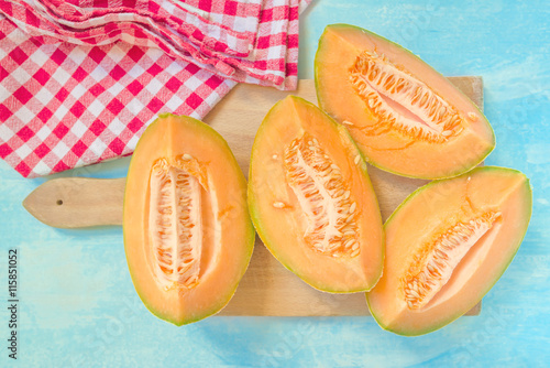 Melon on rustic table