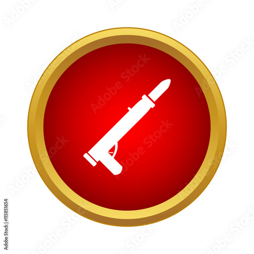 Military rifle army anti tank rocket grenade icon in simple style on a white background