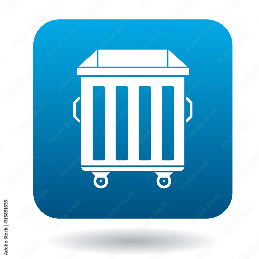 Garbage container icon in simple style on a white background Garbage container icon in simple style on a white background